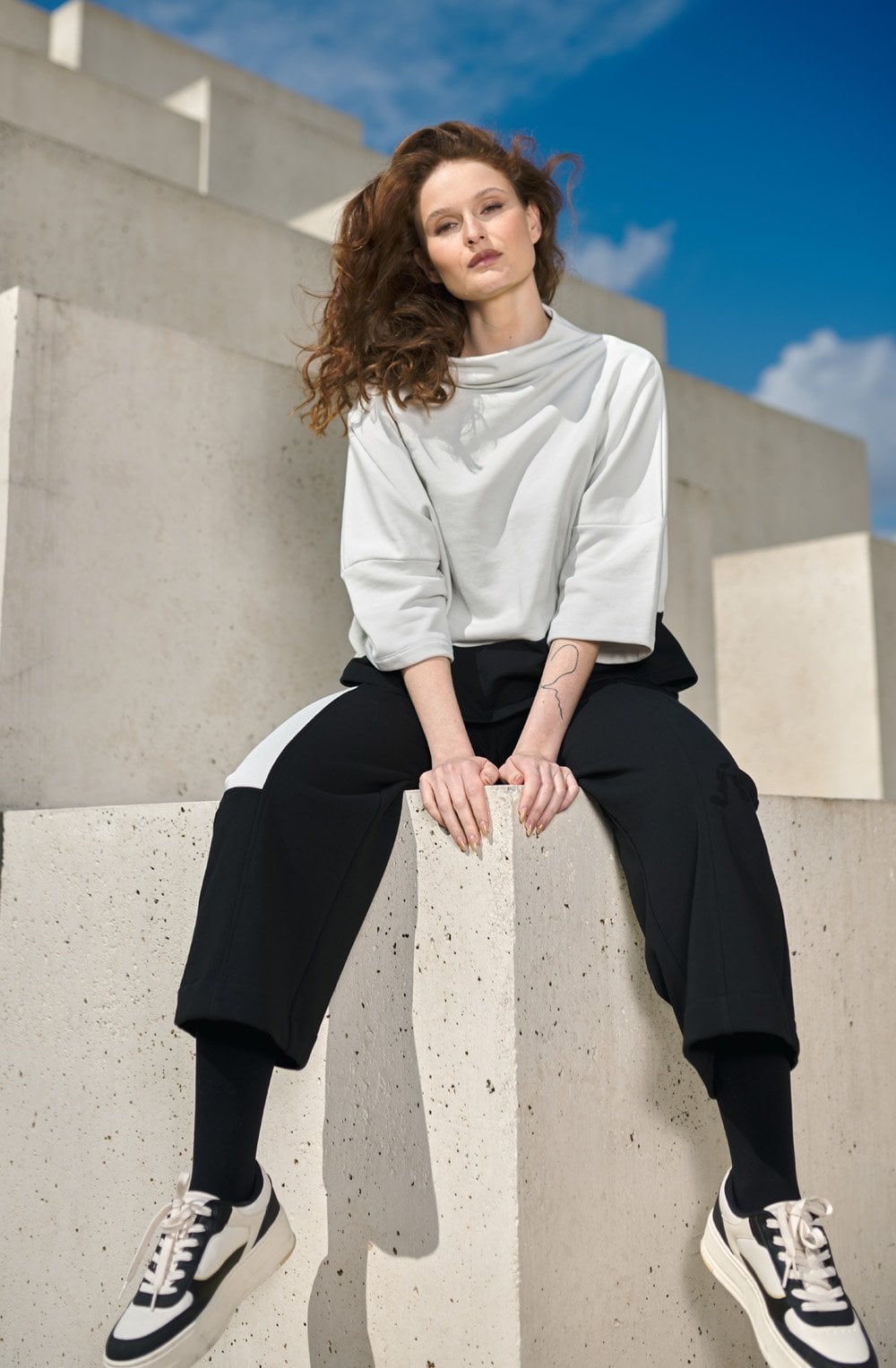 Black and Off White Urban Optima Top