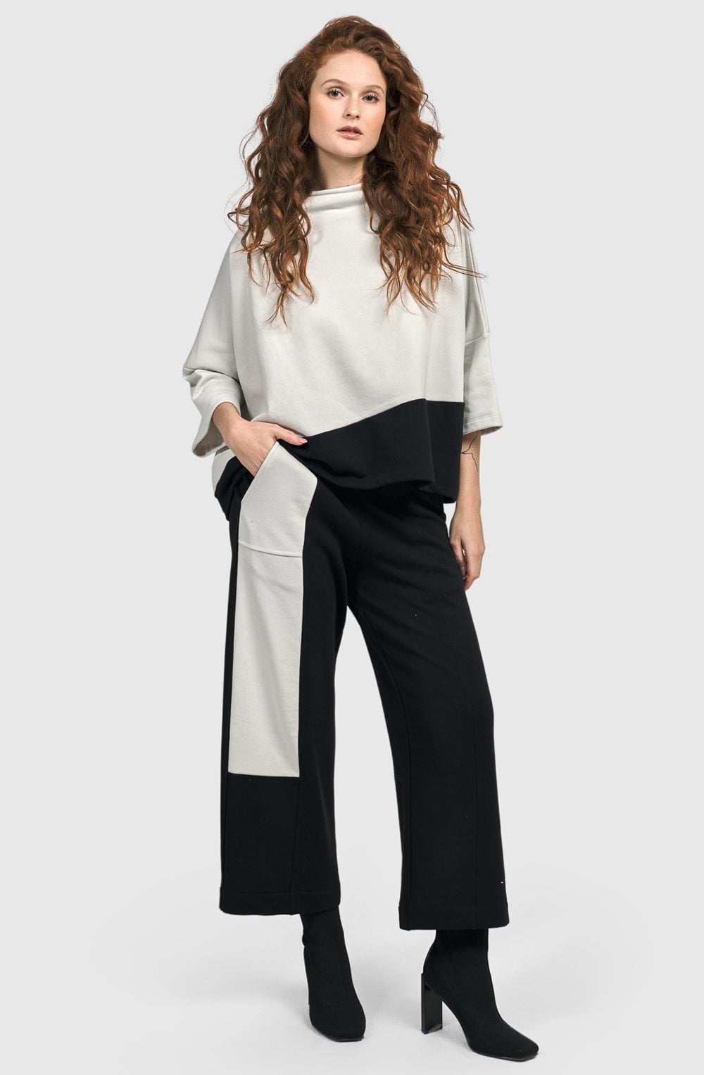 Black and Off White Urban Optima Top