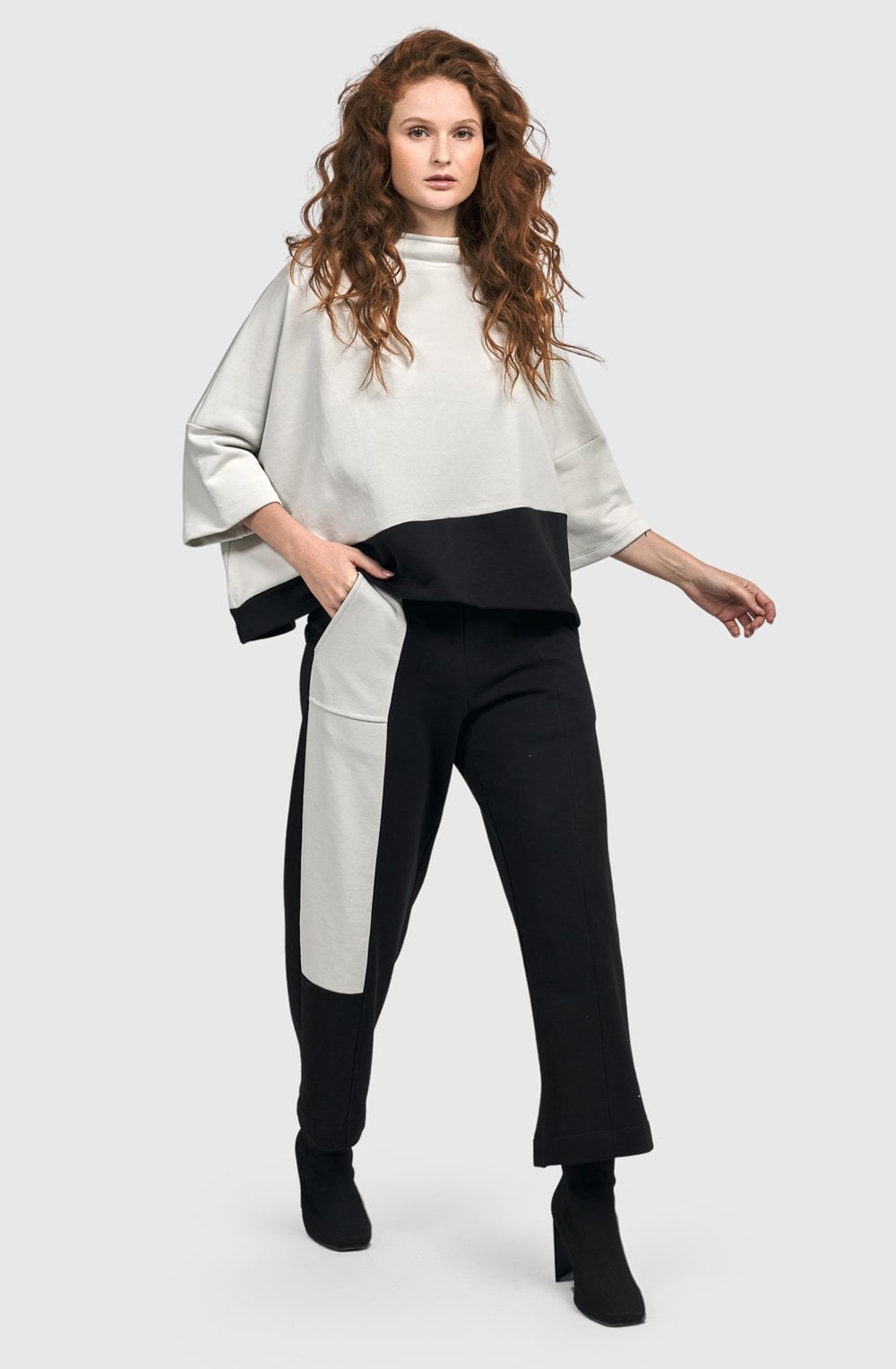 Black and Off White Urban Optima Top