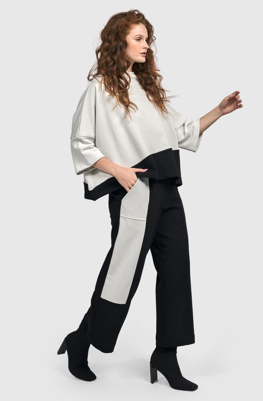 Black and Off White Urban Optima Top