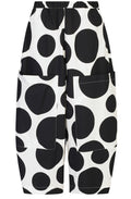 Black and White Dot Barrel Trousers