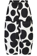 Black and White Dot Barrel Trousers