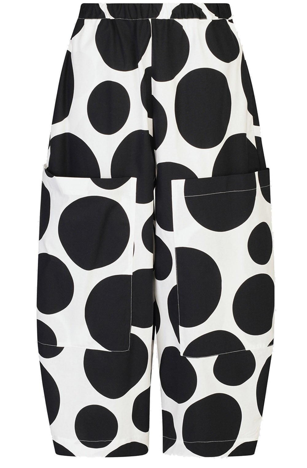 Black and White Dot Barrel Trousers