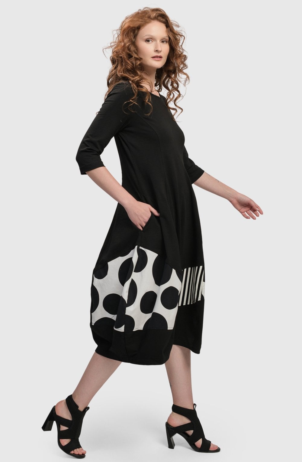 Black and White Patch Pattern Dress