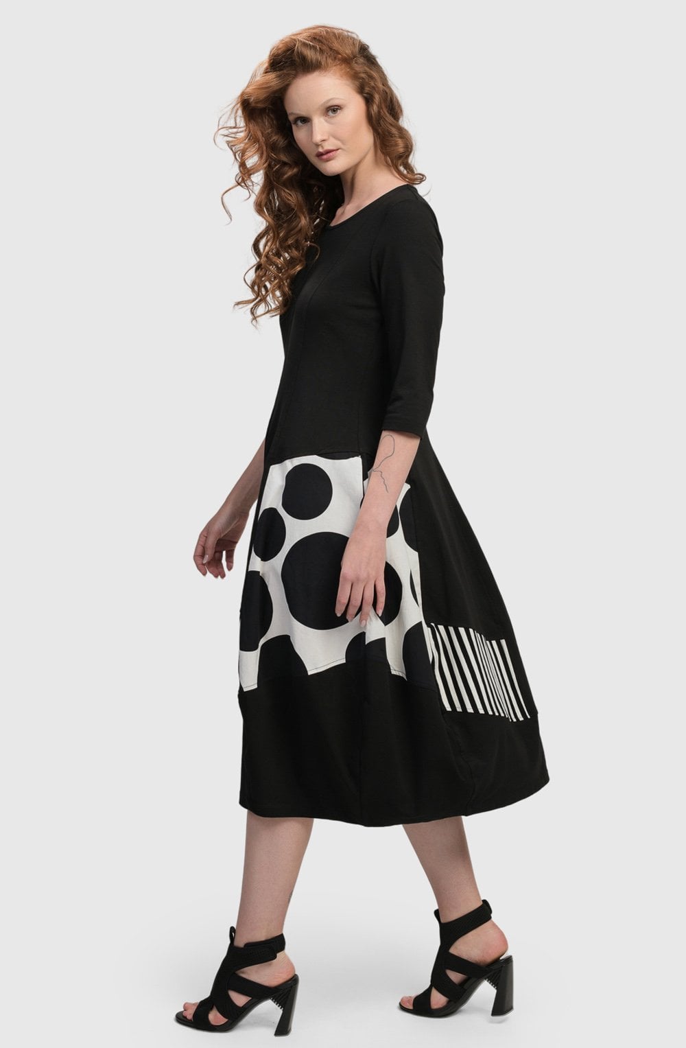 Black and White Patch Pattern Dress