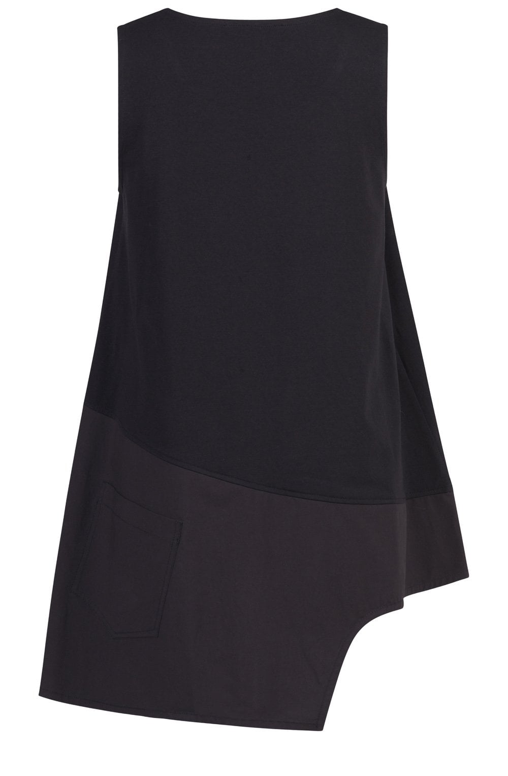 Black Asymmetric Sleeveless Tunic