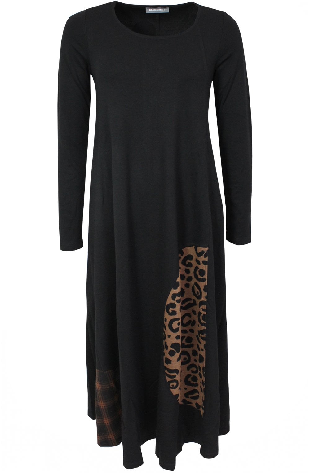 Black Check and Animal Print Dress
