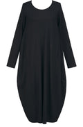 Black Jersey Knit Tulip Dress