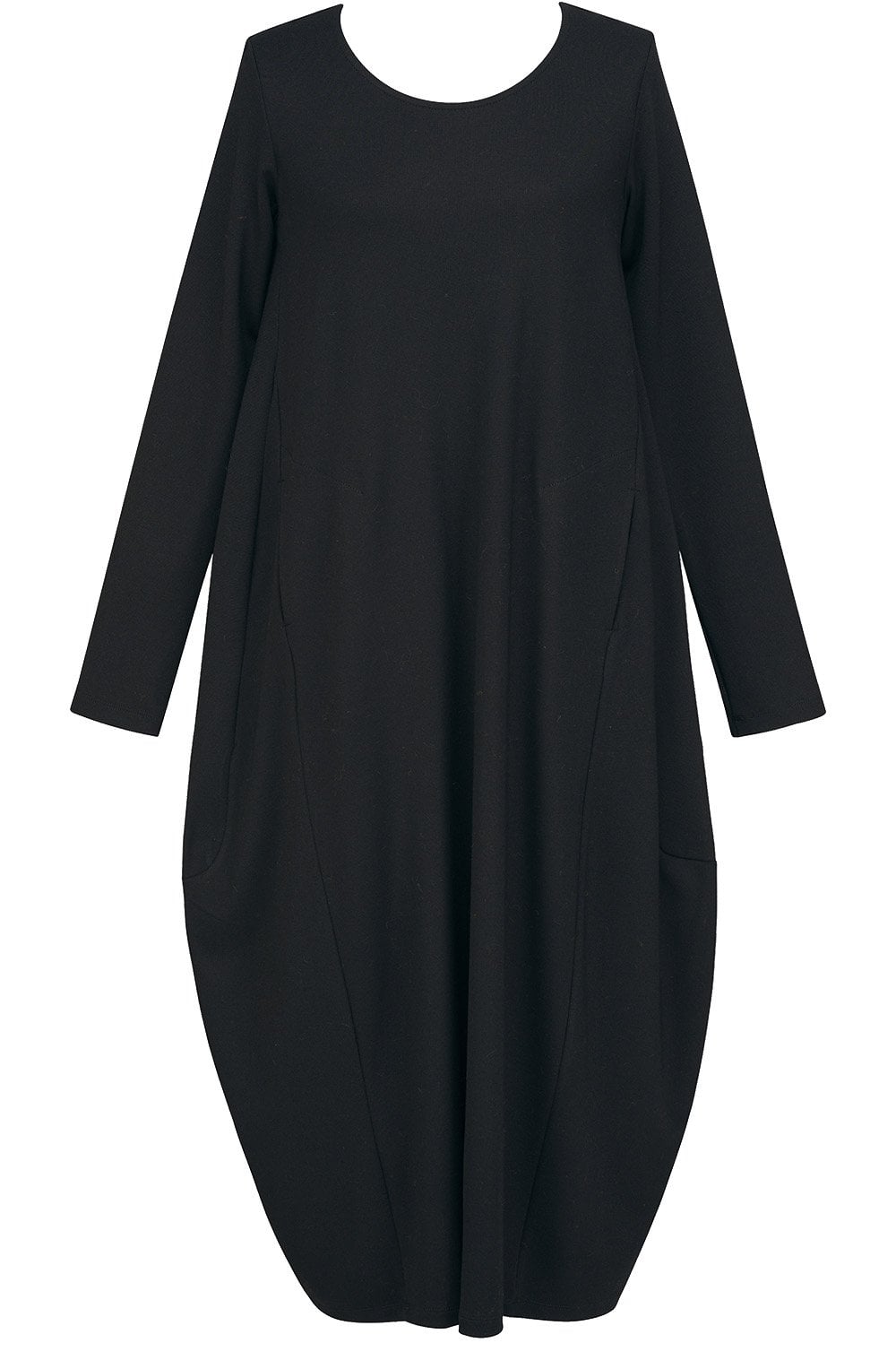 Black Jersey Knit Tulip Dress