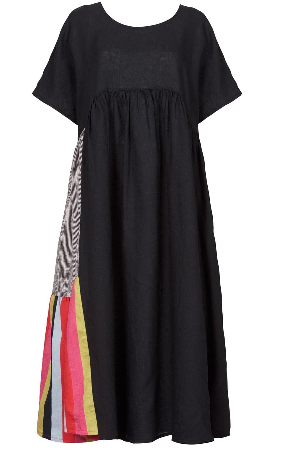Black Linen Patch Dress