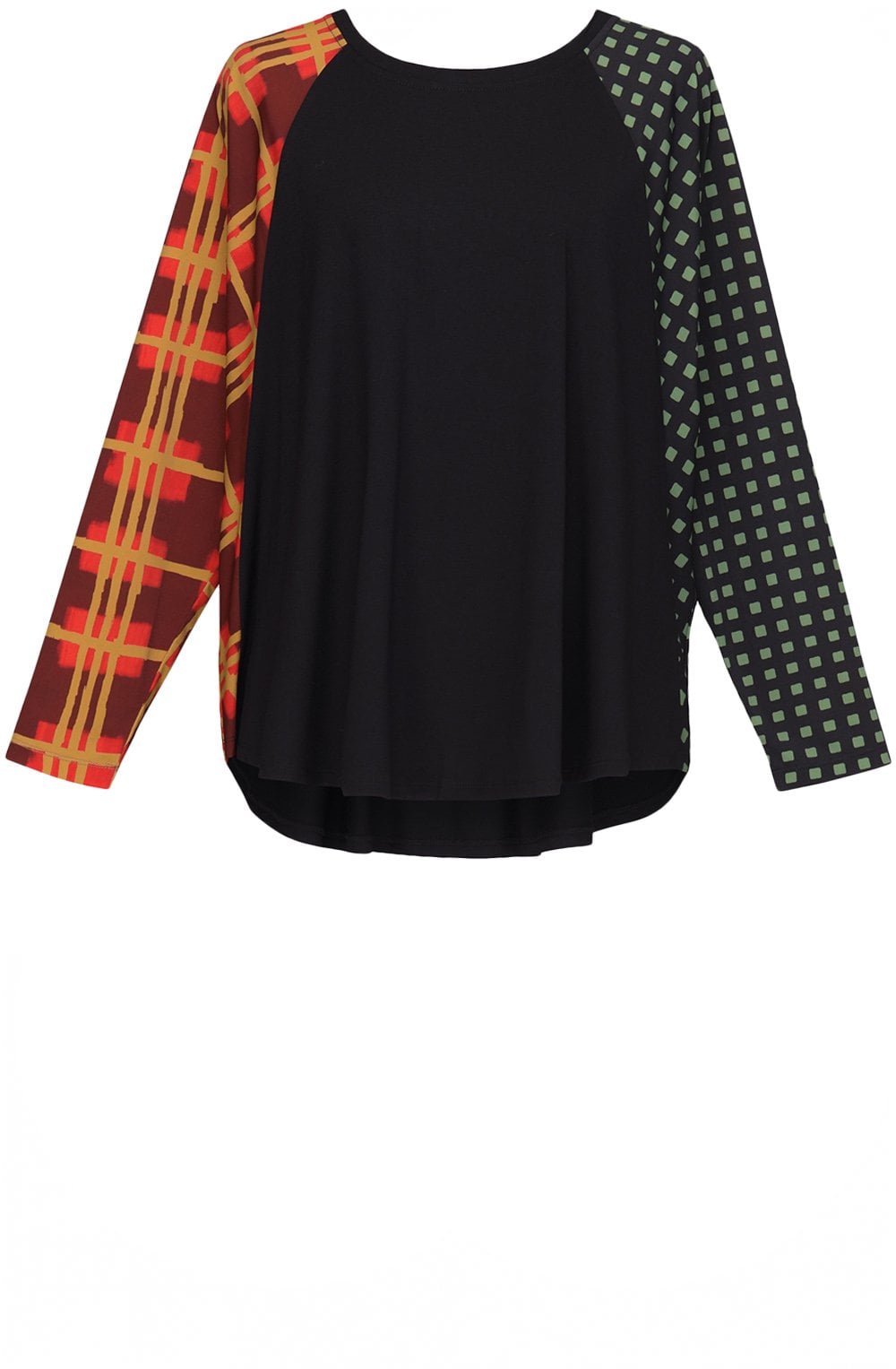 Black Mixed Pattern Long Sleeve Top