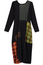 Black Mixed Print Patchwork Patterned Dress