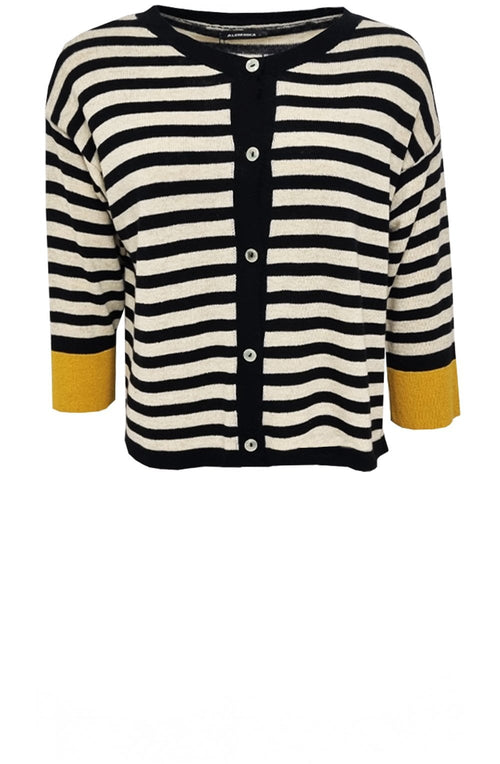 Black & Off White Knit Cardigan