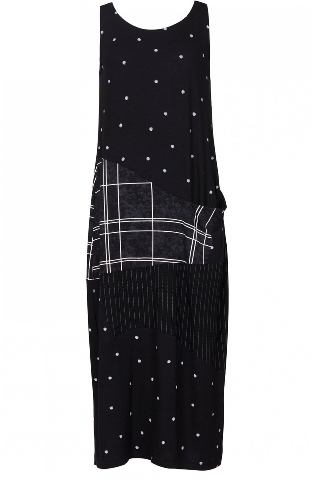 Black Patchwork Maxi Dress
