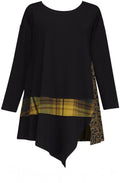 Black Plaid And Leopard Asymmetric Top