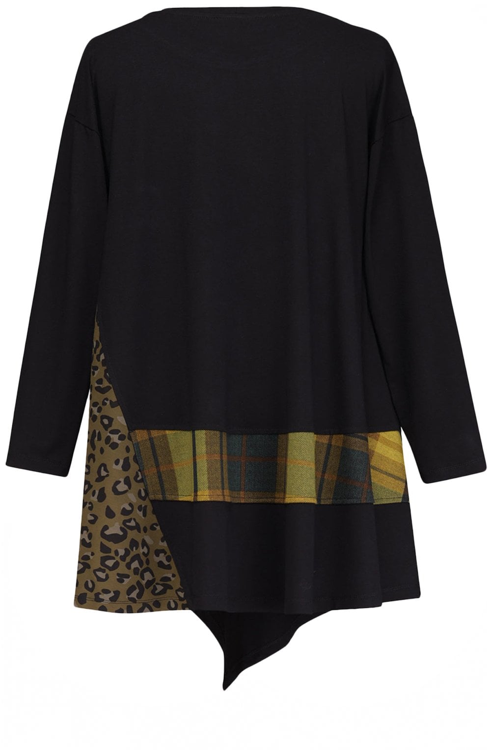 Black Plaid And Leopard Asymmetric Top