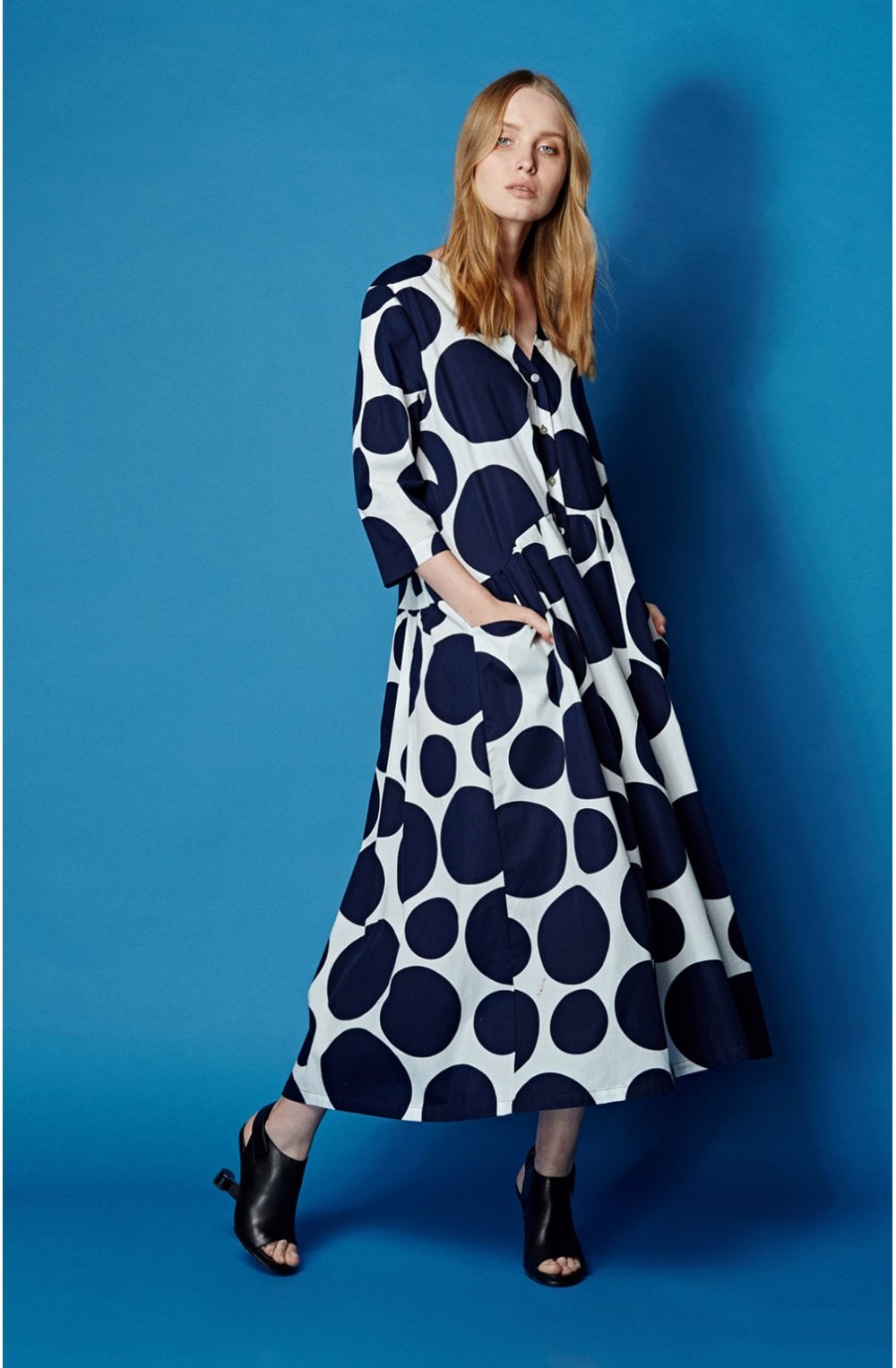 Bold Circular Print Shirt Dress