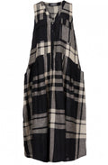 Check Print Linen Dress