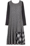 Contrasting Patterned Patch Dress