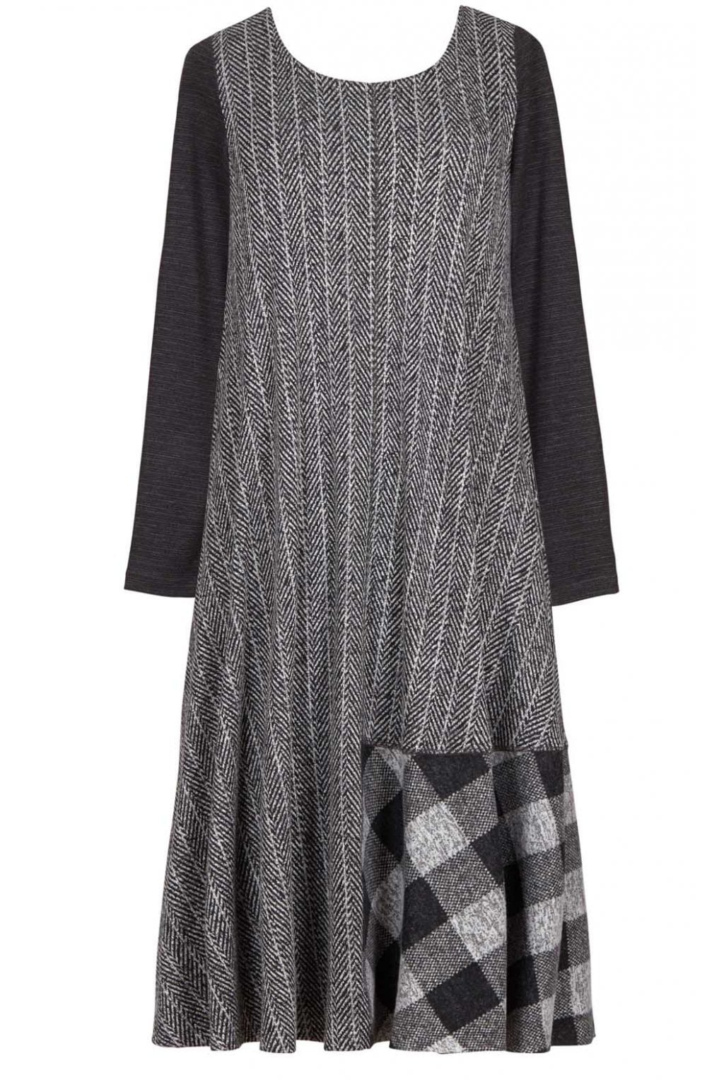 Contrasting Patterned Patch Dress