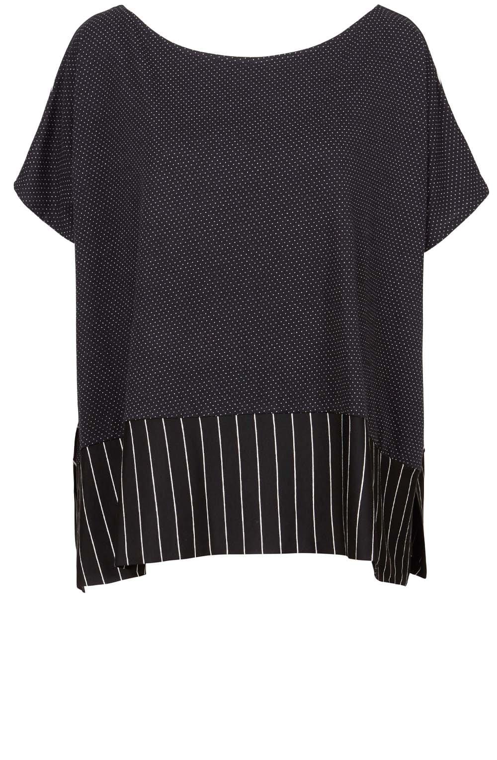 Contrasting Stripe & Spot Print Top