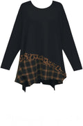 Ginger Animal Print and Plaid Asymmetric Top