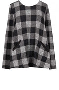 Grey Check Print Top