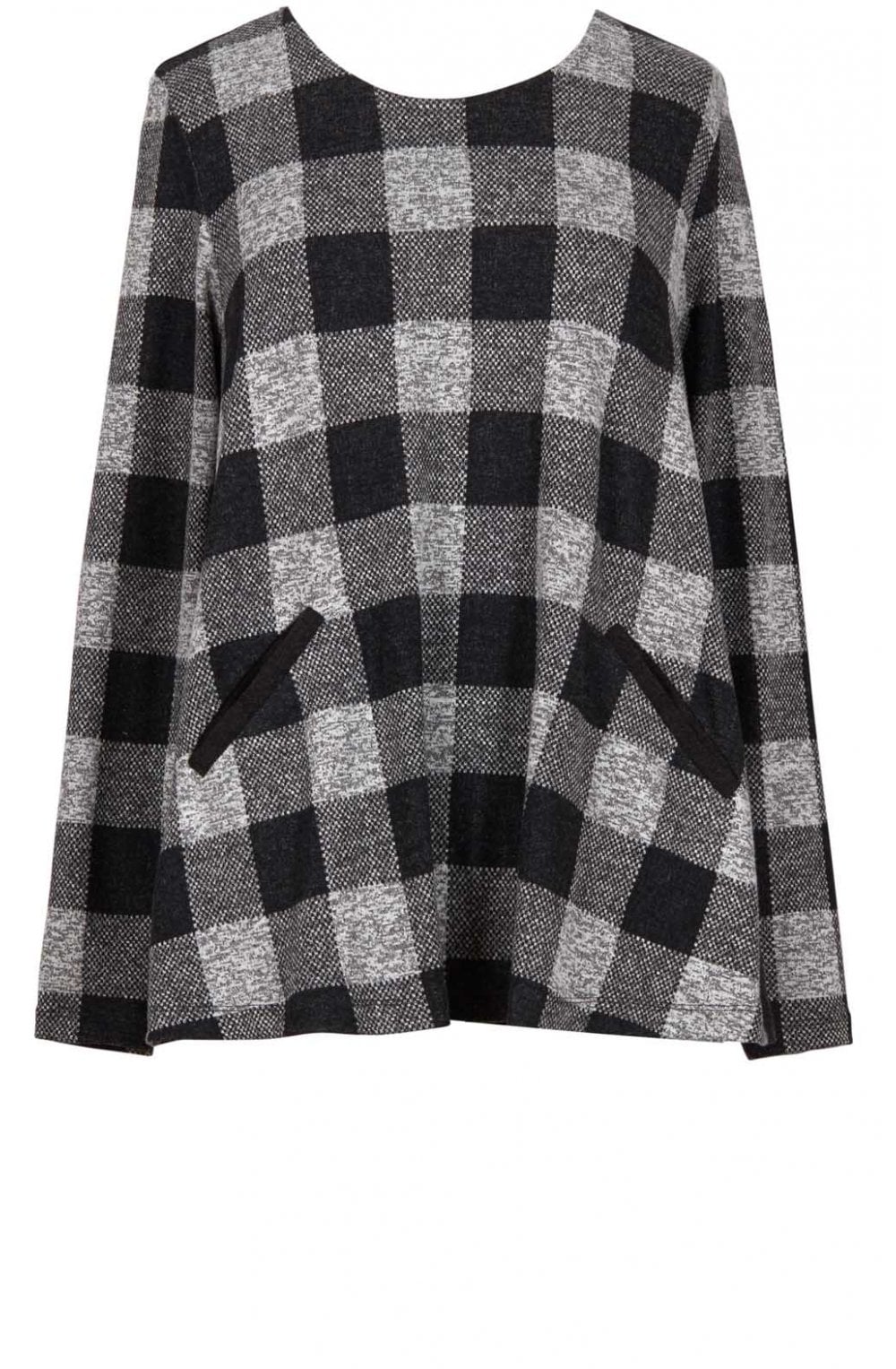 Grey Check Print Top