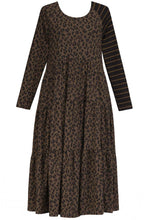 Khaki Leopard & Stripe Print Dress