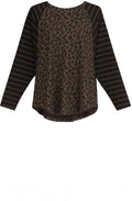 Khaki Leopard & Stripe Print Top