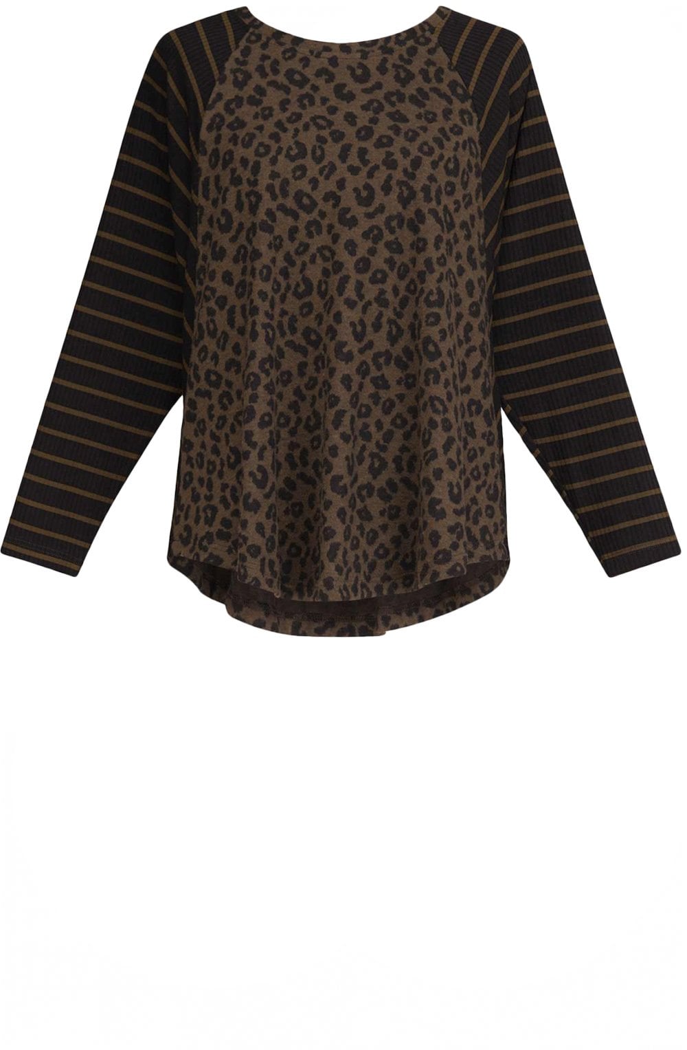 Khaki Leopard & Stripe Print Top