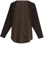 Khaki Leopard & Stripe Print Top