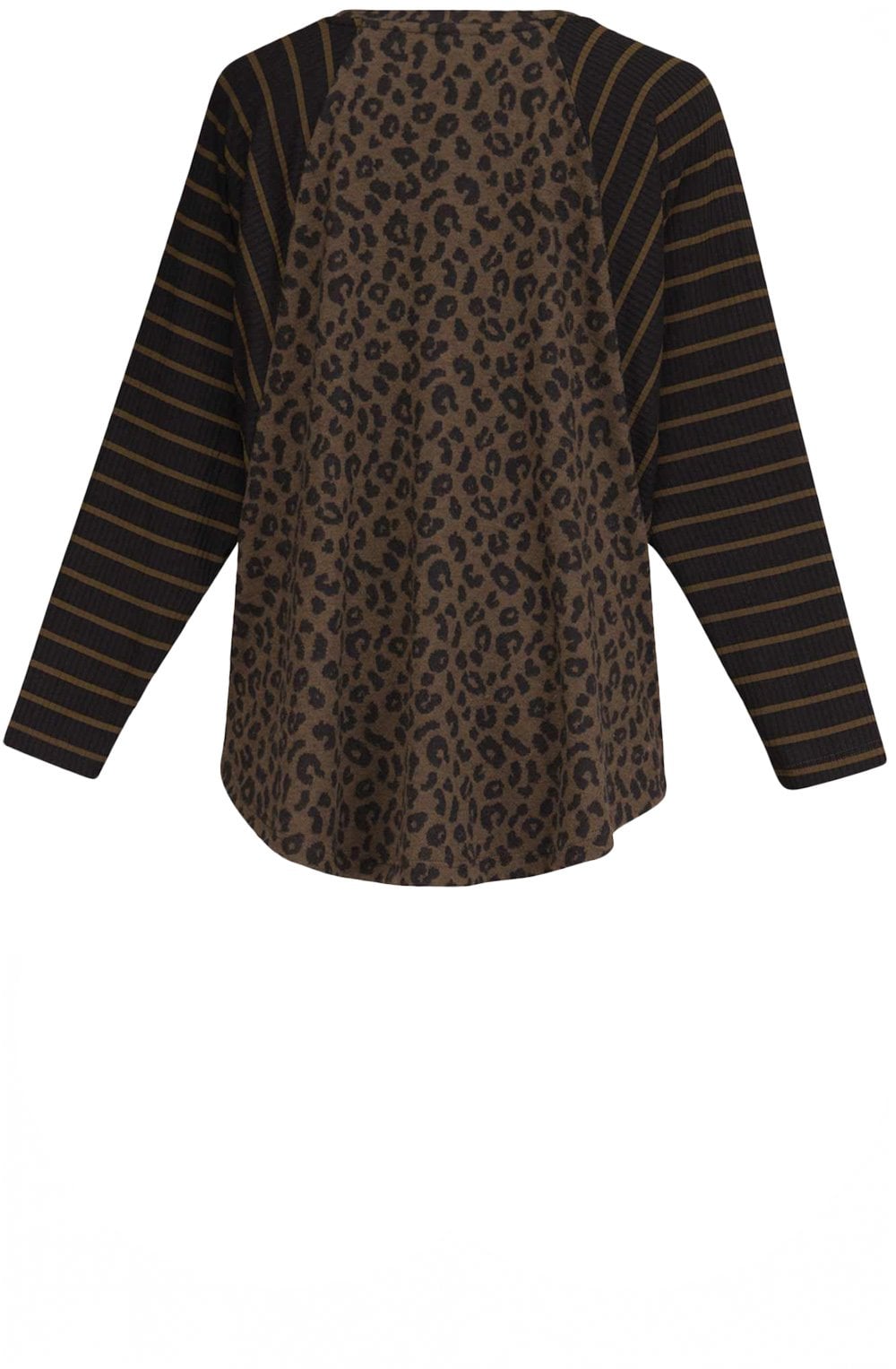 Khaki Leopard & Stripe Print Top