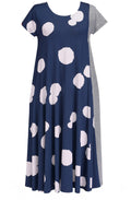 Navy and Off White Stripe and Polka Dot Dress