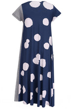Navy and Off White Stripe and Polka Dot Dress