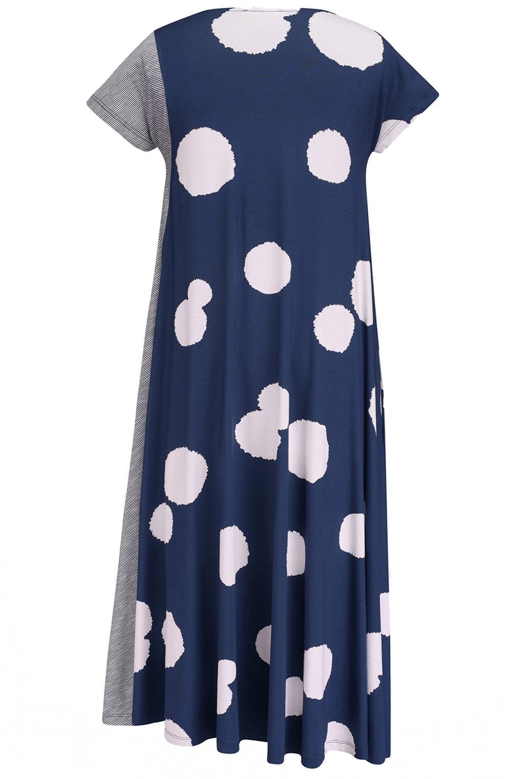 Navy and Off White Stripe and Polka Dot Dress