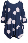Navy Spot Cocoon Top