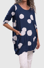 Navy Spot Cocoon Top
