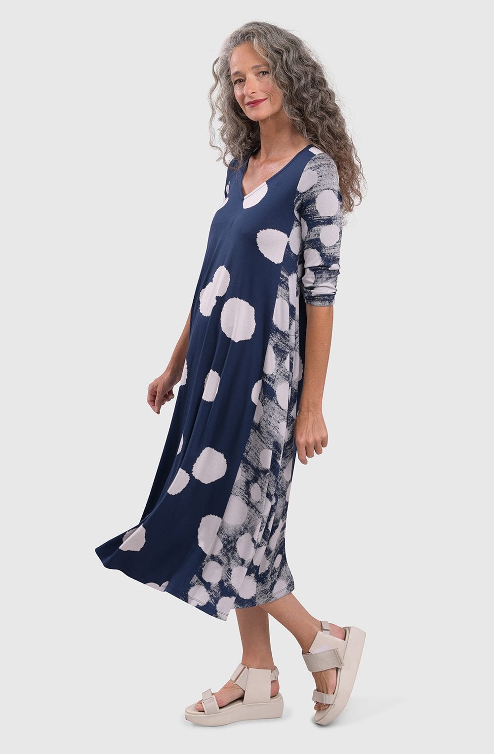 Navy Spot Swing Dress
