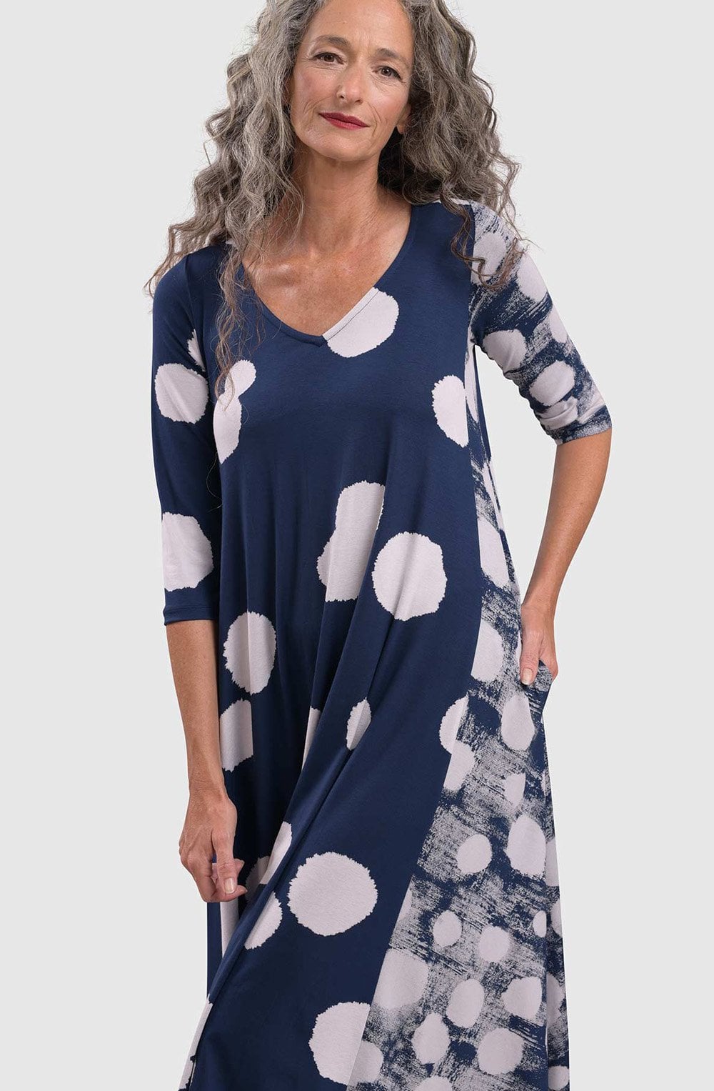 Navy Spot Swing Dress