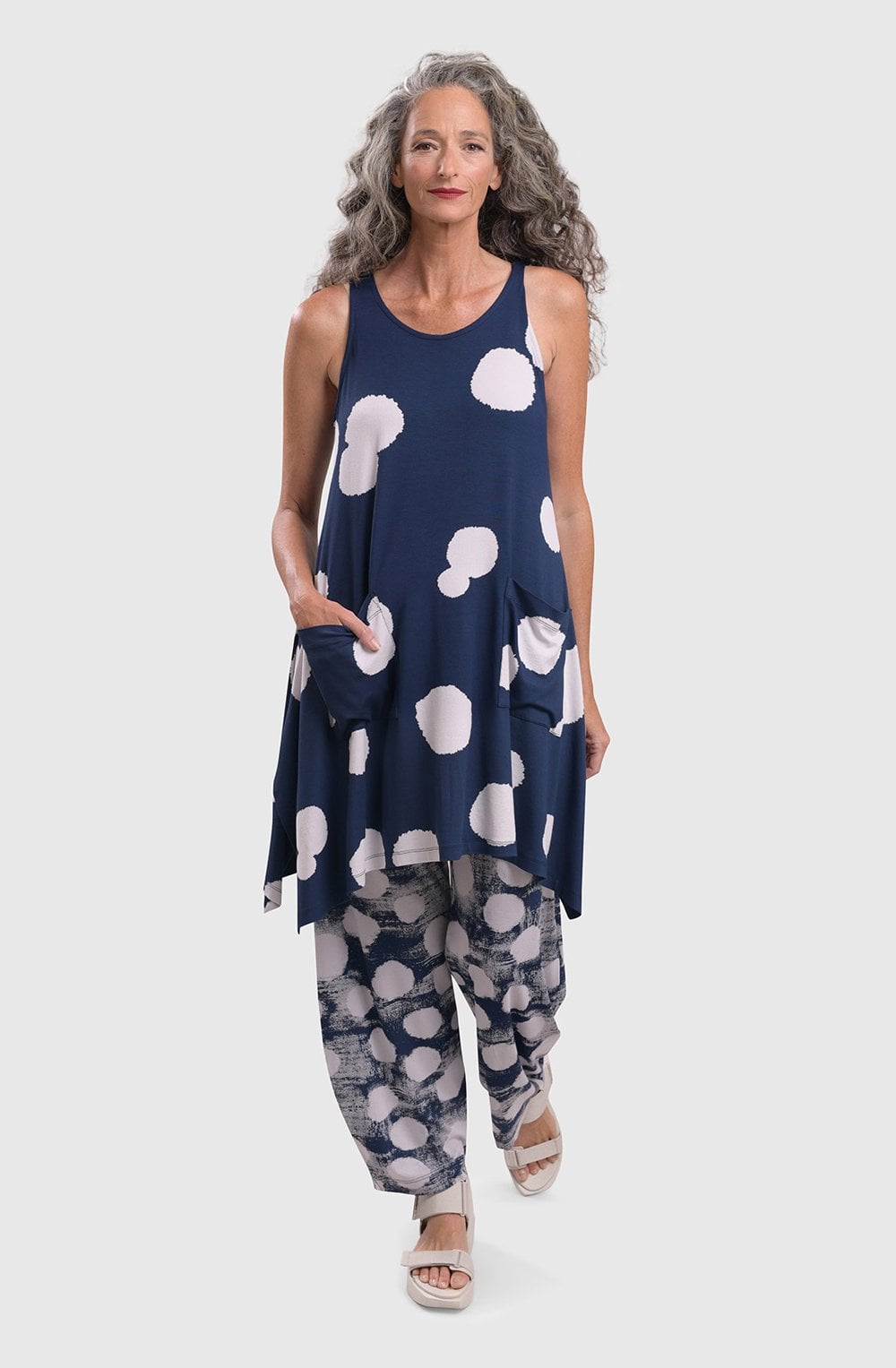 Navy Trapeze Tank Tunic