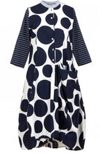 Navy & White Circular Print Dress