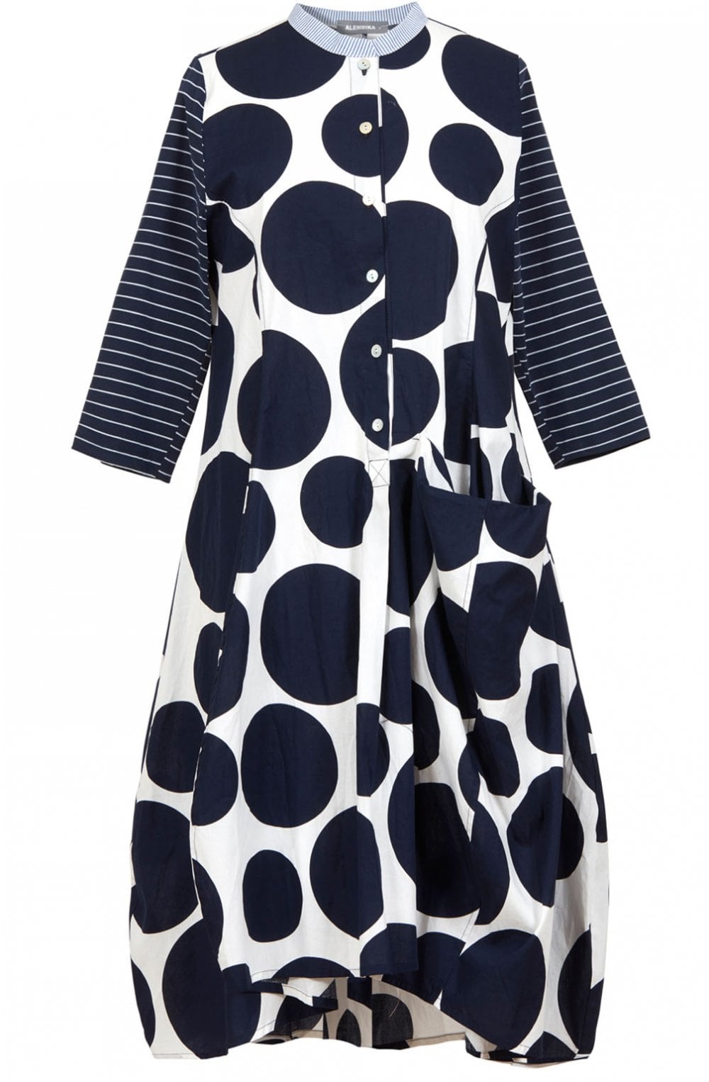 Navy & White Circular Print Dress