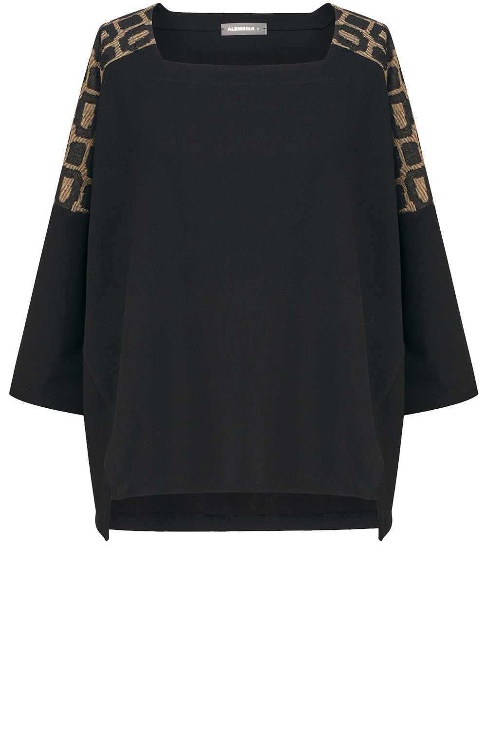 Ochre Geometric Shoulder Patch Top