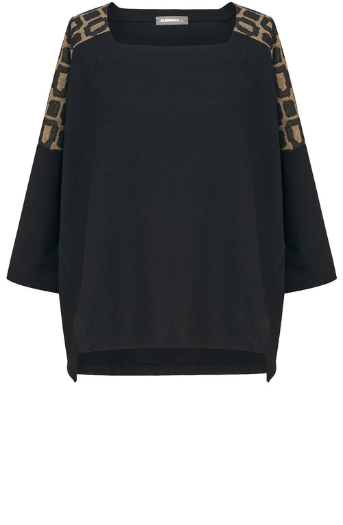 Ochre Geometric Shoulder Patch Top