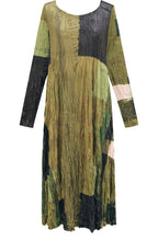Olive Crinkle Crushed Velvet Dress
