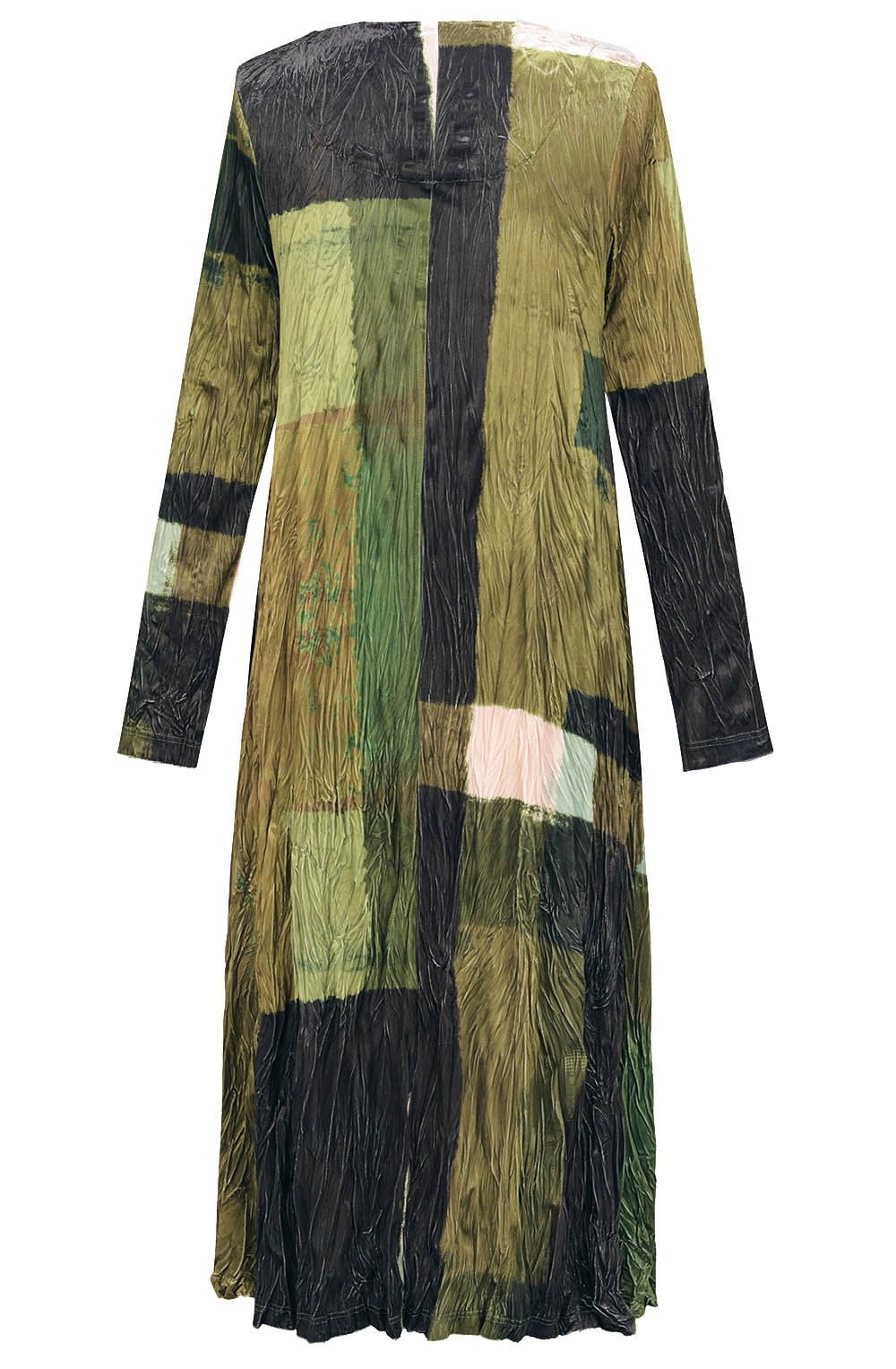 Olive Crinkle Crushed Velvet Dress