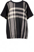 Oversized Check Print Linen Top