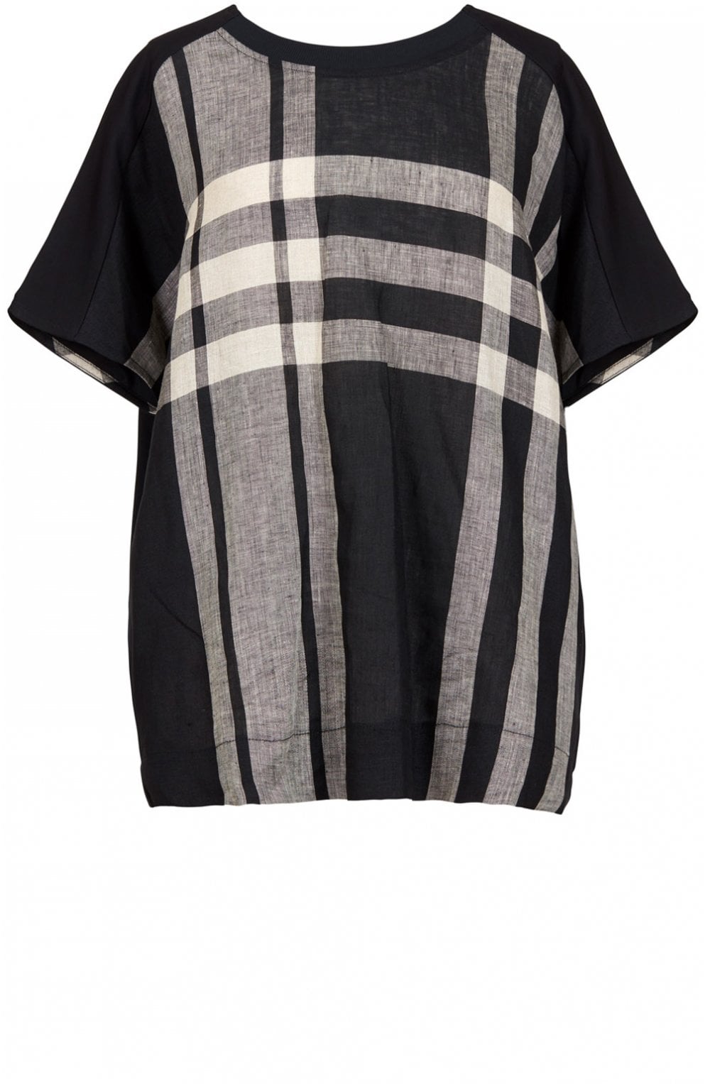 Oversized Check Print Linen Top