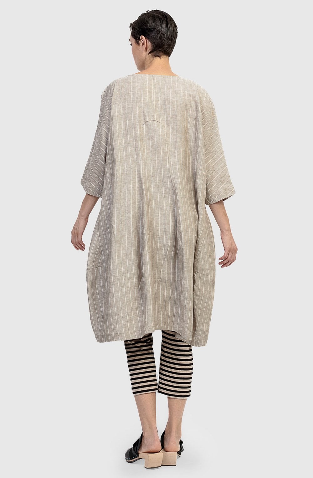Sand Urban Trapeze Linen Dress